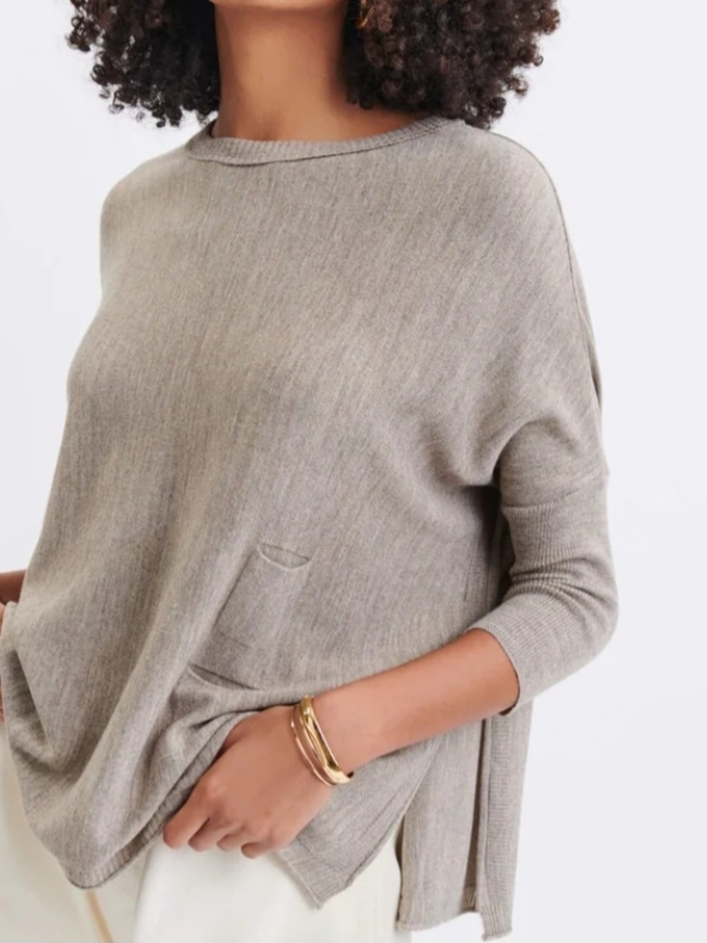 Mer Sea Relaxed Boxy Knit Sweater in Light Taupe - Picture 3 of 4